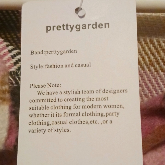 Pretty Garden, XL, Shacket, pink, black, brown, and white plaid. - Picture 4 of 4